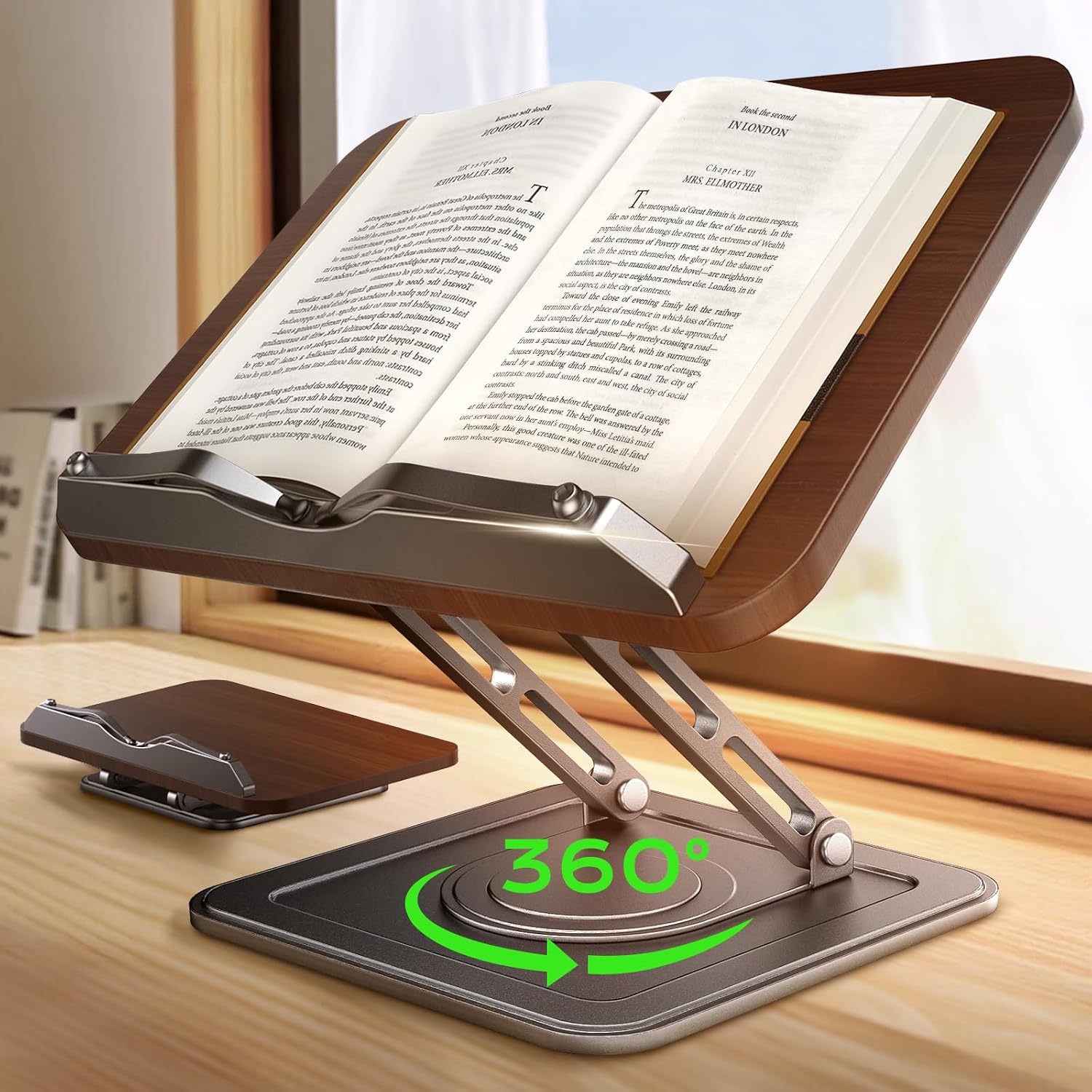 Adjustable Book Stand 360° Rotating Base