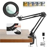 Coyeth 10X Magnifying Glass with Light and Clamp