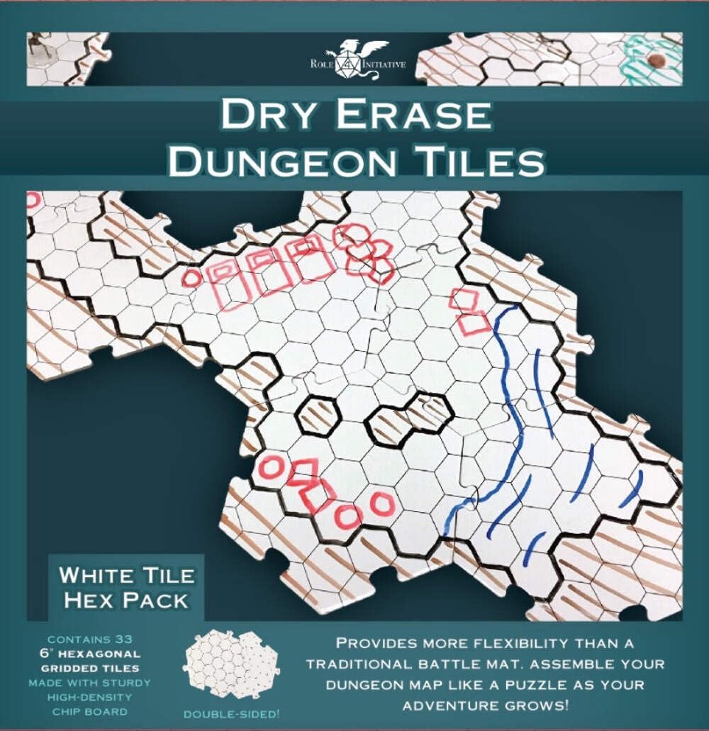 Role 4 Initiative Dry-Erase Hex Dungeon Tiles (33pc)